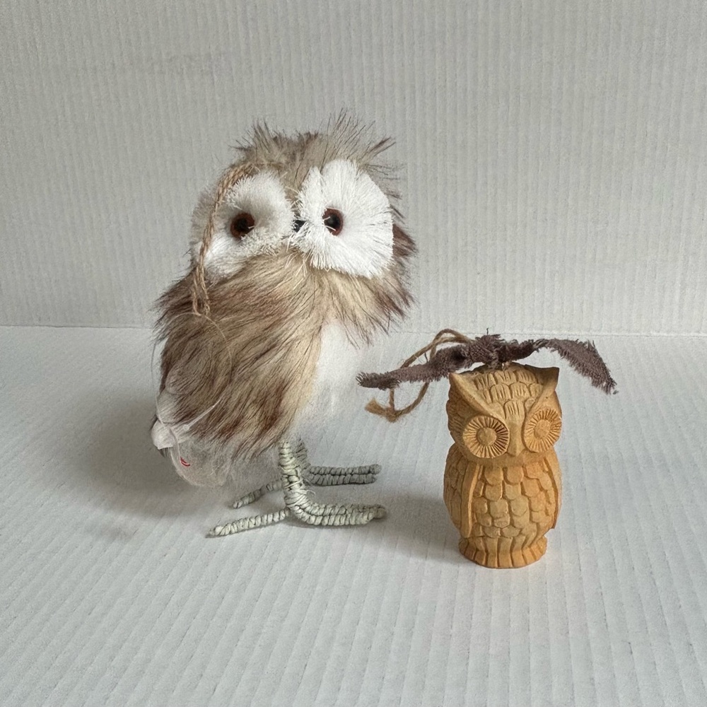 Christmas ornaments owl natural fiber resin